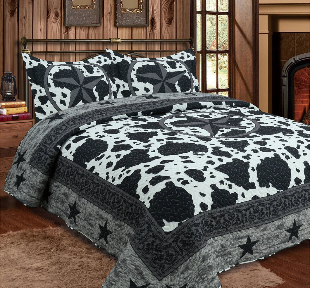 Cow stars quilt set