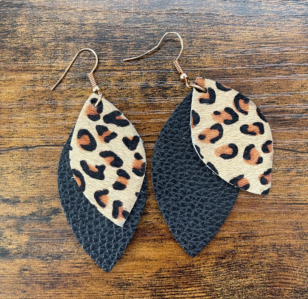 Reverse- leather earrings