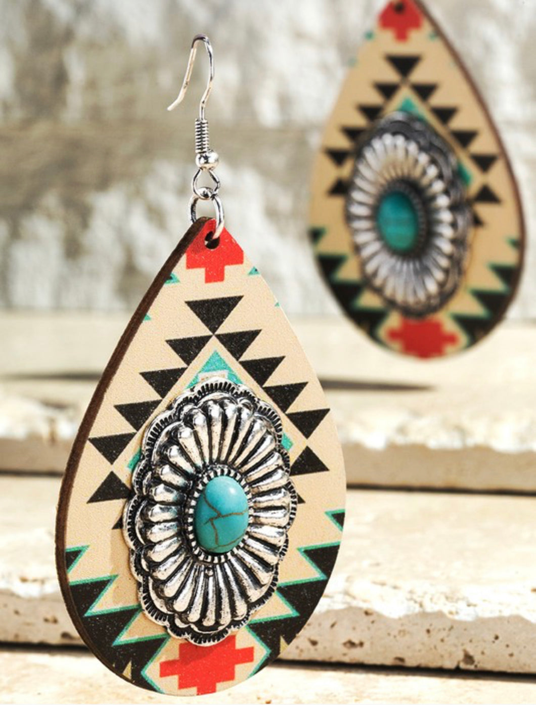 Aztec wood earrings